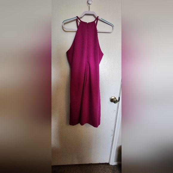 Guess Pink Asymmetrical Ruched Halter Mini Dress - Picture 4 of 4